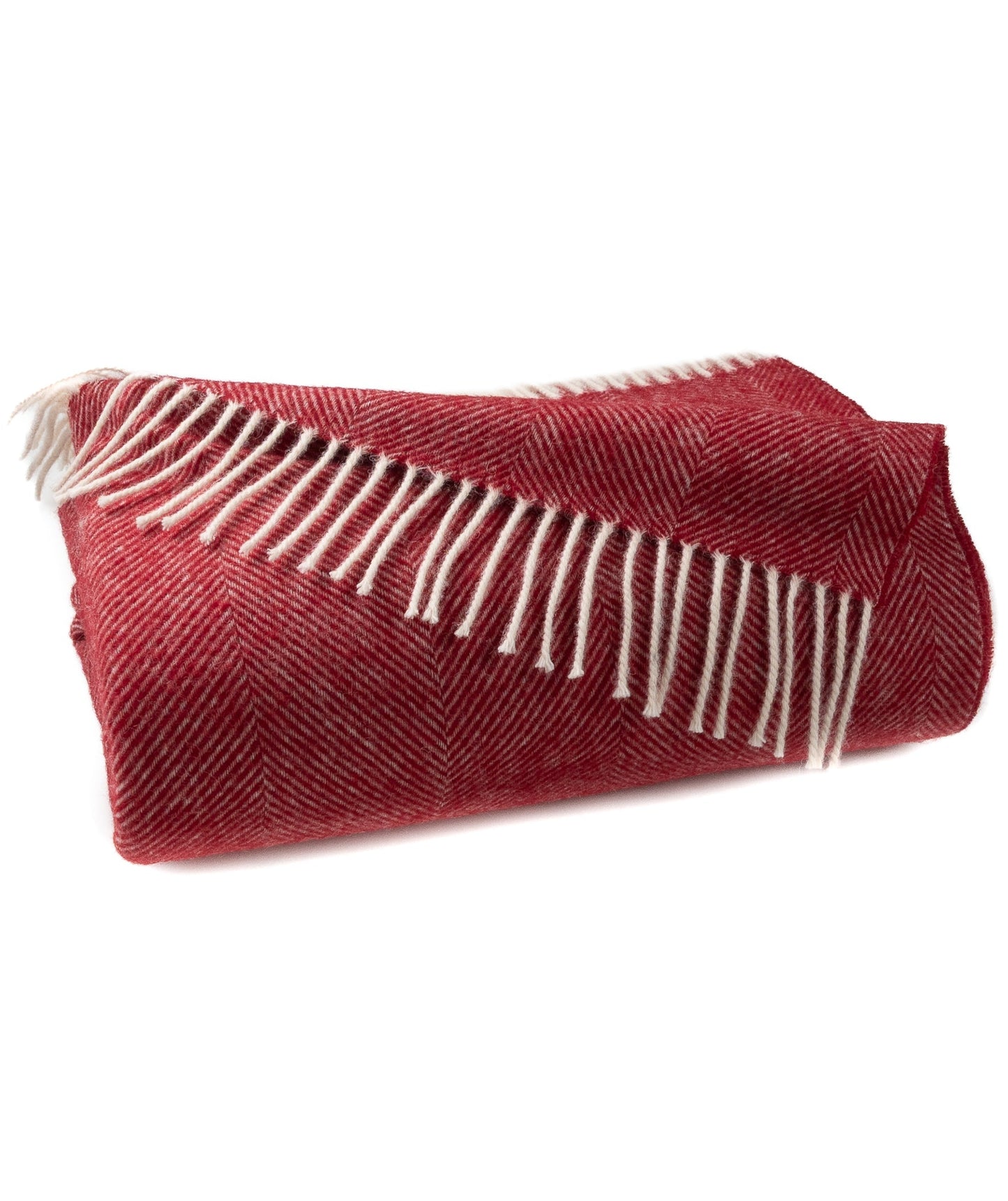 Southampton Home Shetland Lambswool Herringbone Throw - Cherry