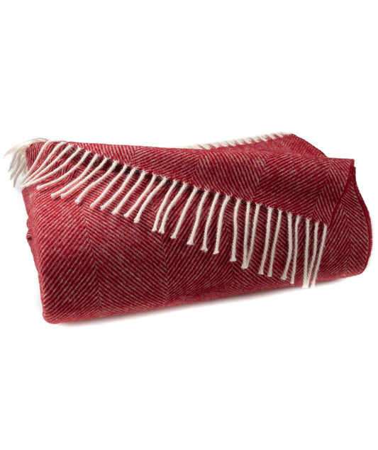 Southampton Home Shetland Lambswool Herringbone Throw - Cherry