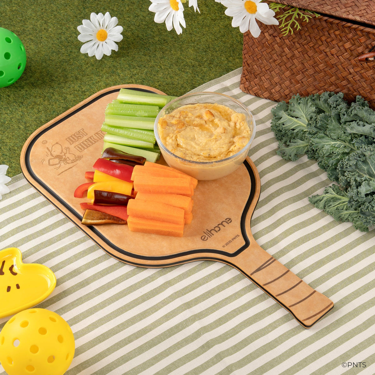 Elihome x Peanuts Pickleball Charcuterie Cutting Board -"Just Dink It"