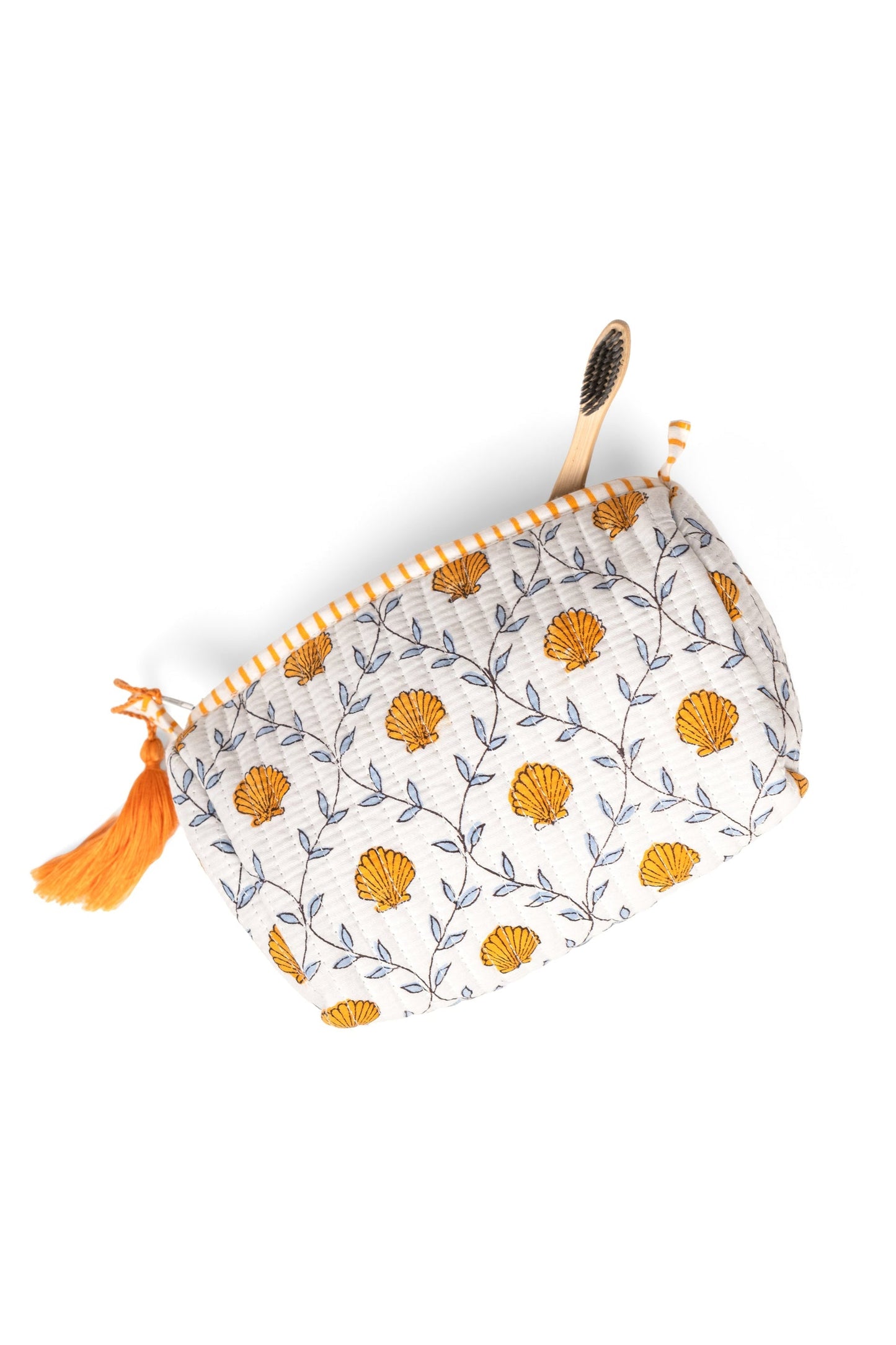 Seashell Blockprint Makeup Bag, Set of 3