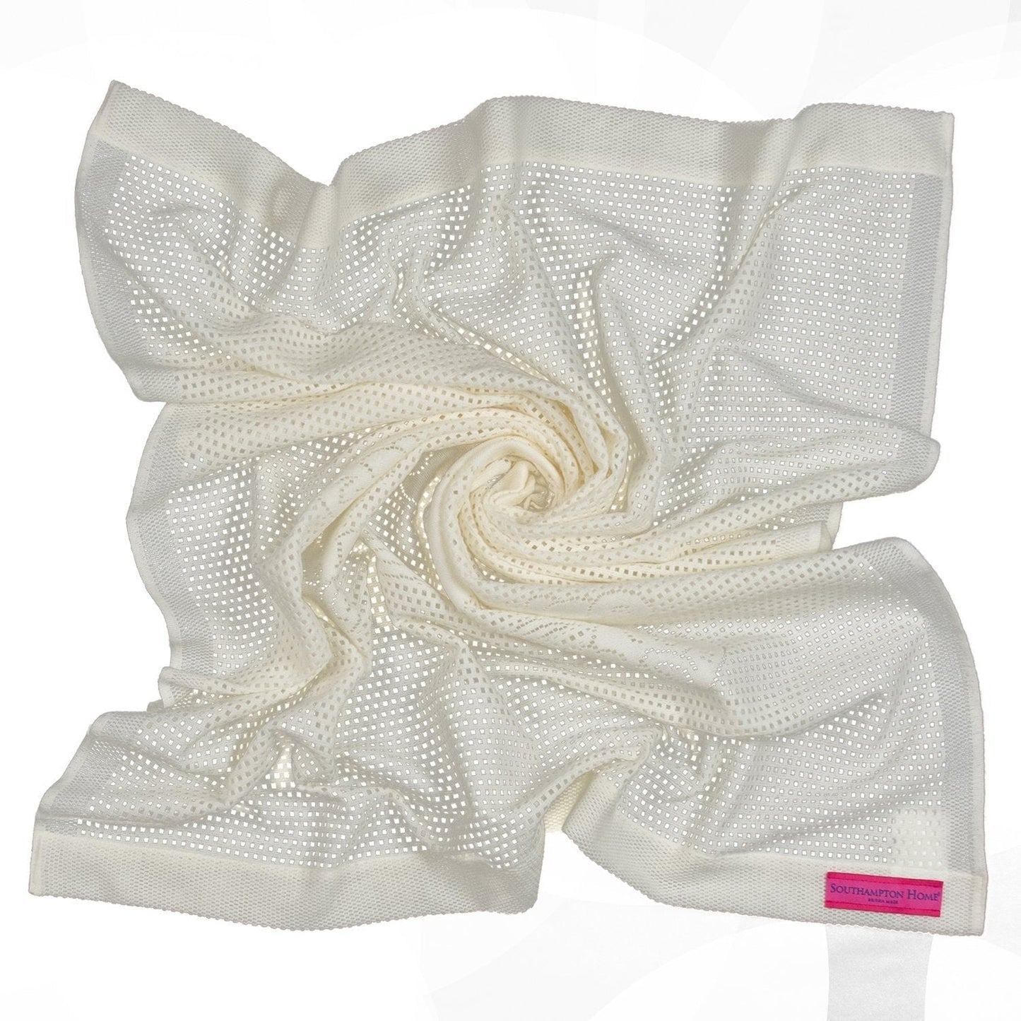 Southampton Home Lace Weave Teddy Bear Baby Blanket ~ Ivory ~