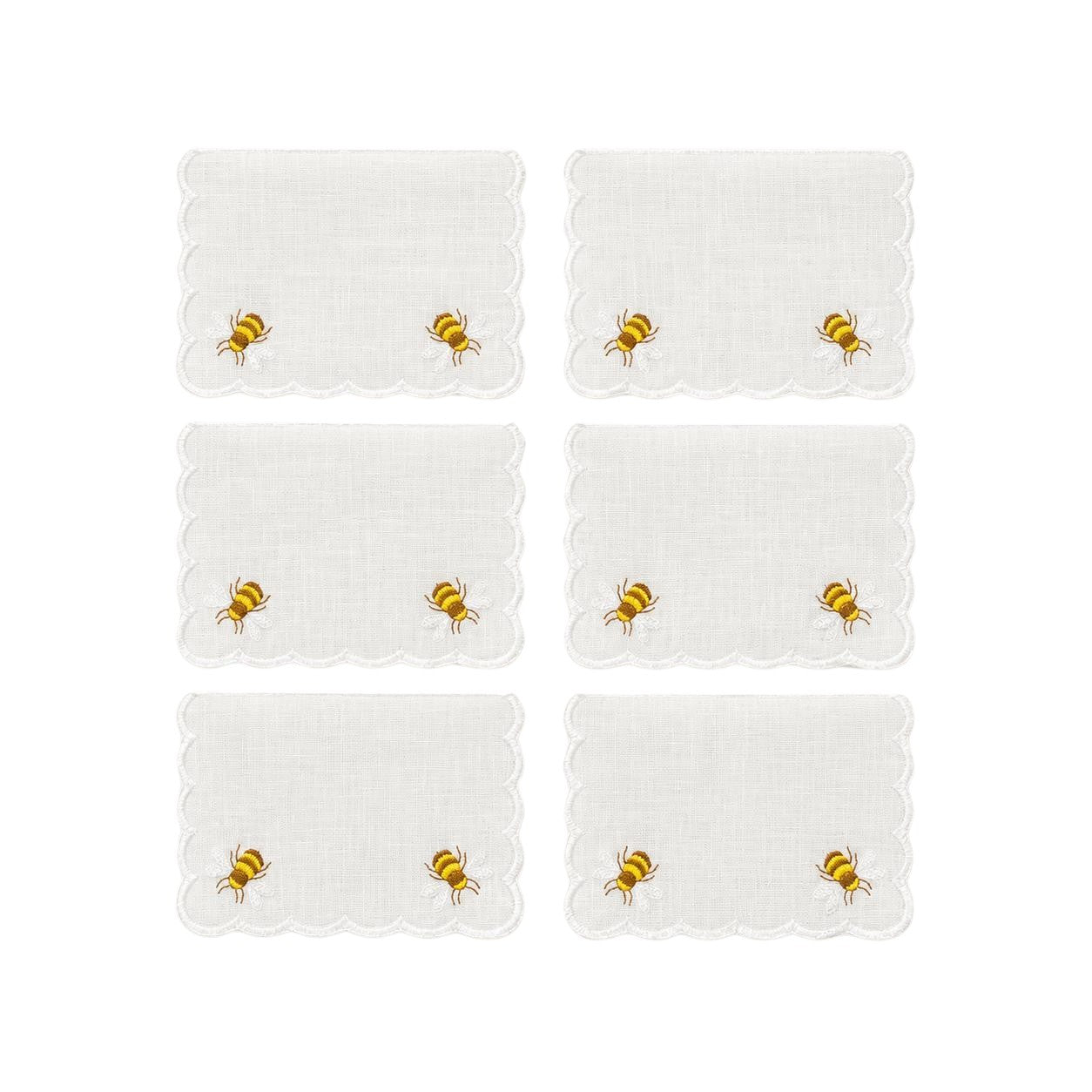 Embroidered Honey Bee Cocktail Napkin (Set of 6)