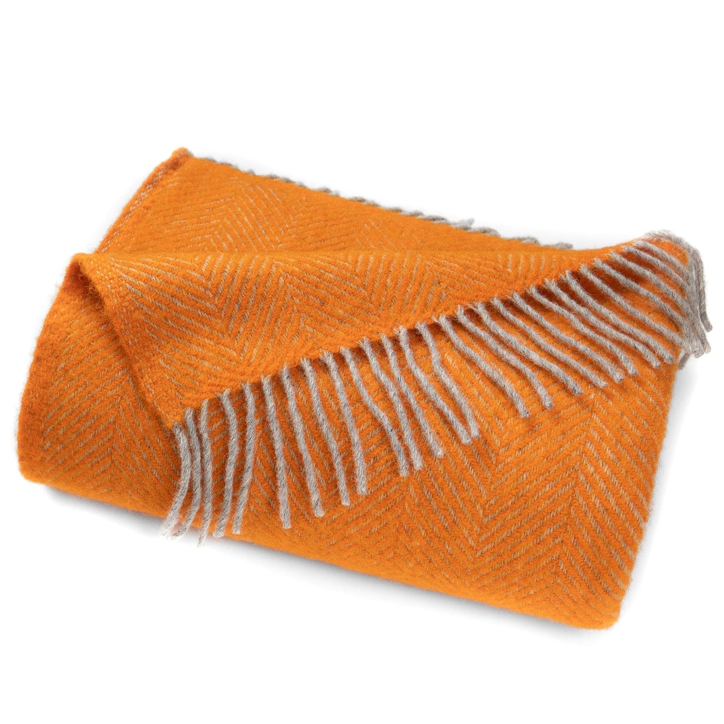 Highland Tweeds Herringbone Pure New Wool Throw - Atomic Orange