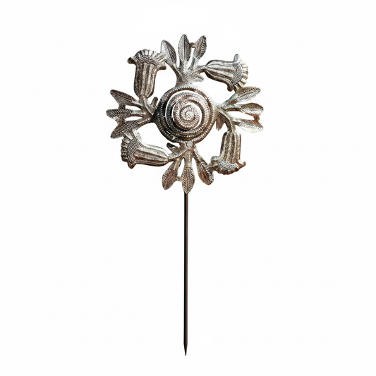 Metal Trumpet Flower Twirl Garden Stakes