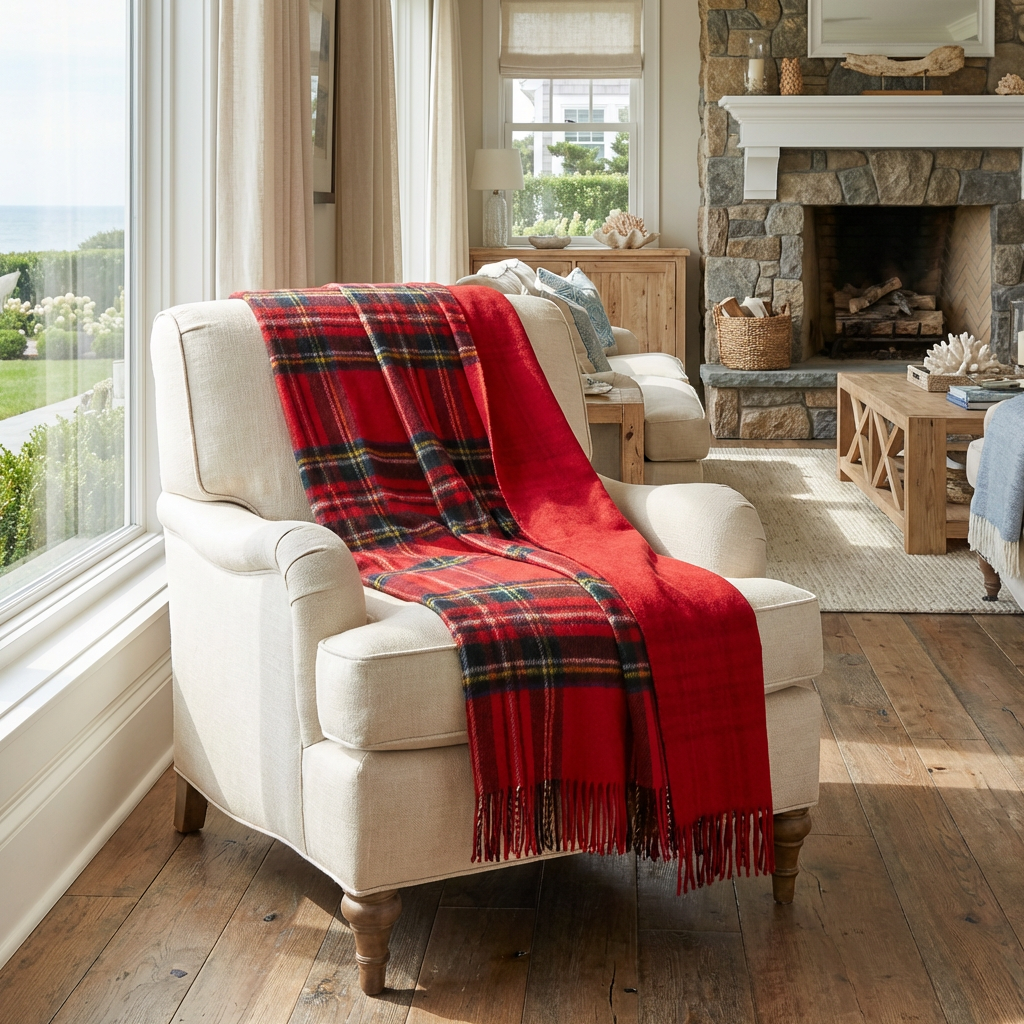 Prince of Scots Double Merino Reversible Throw (Royal Stewart)