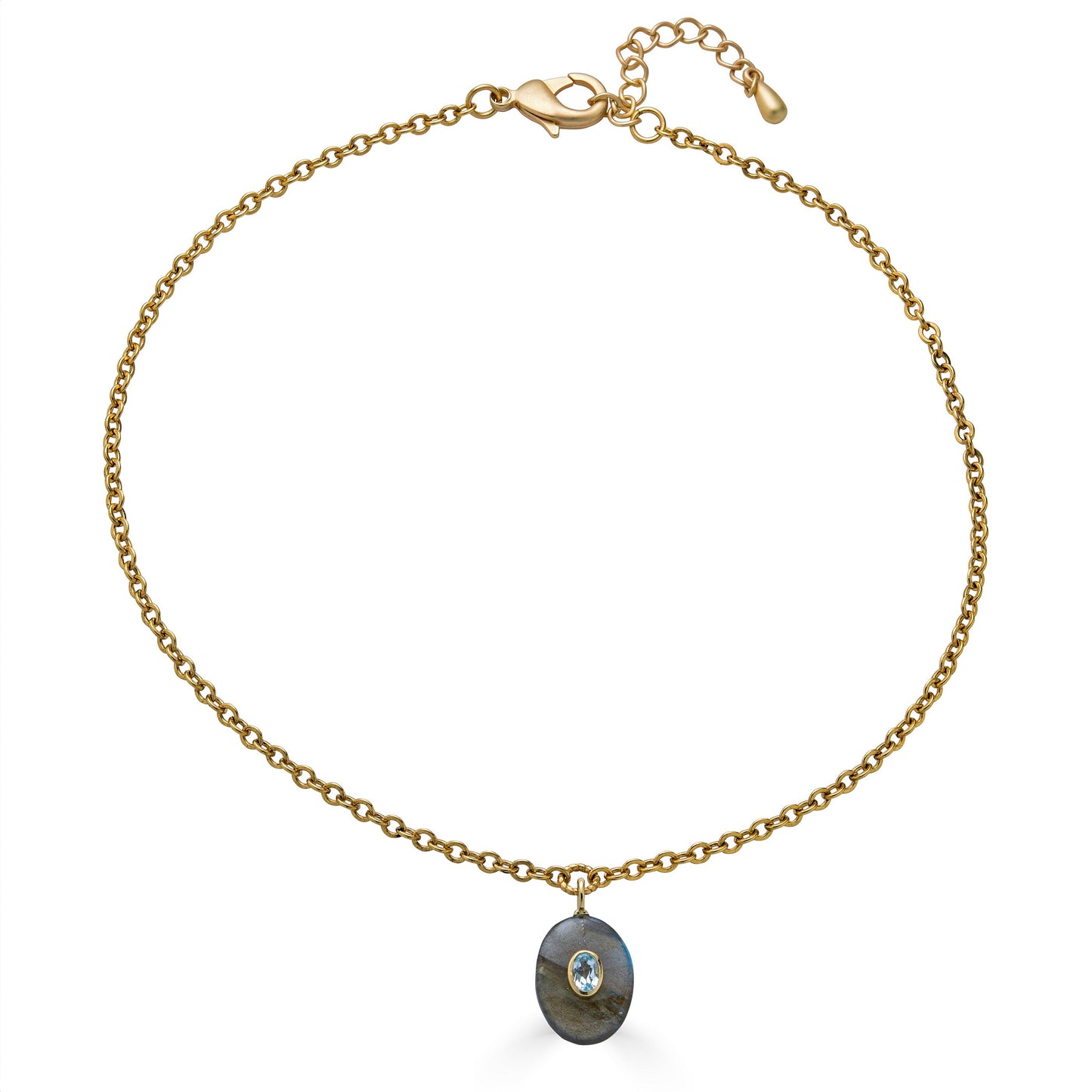 Labradorite and Blue Topaz Inlay Necklace