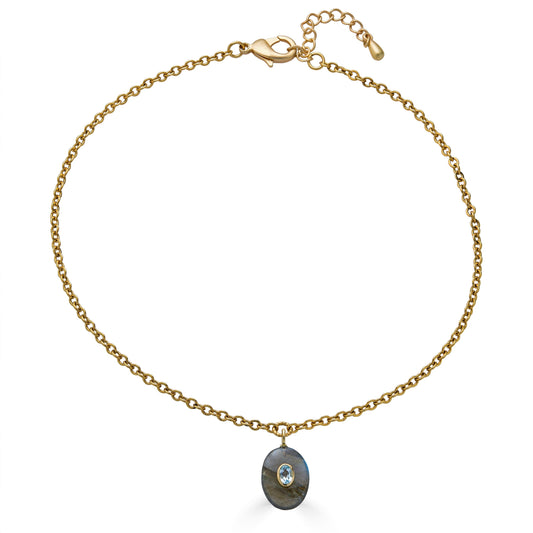 Labradorite and Blue Topaz Inlay Necklace
