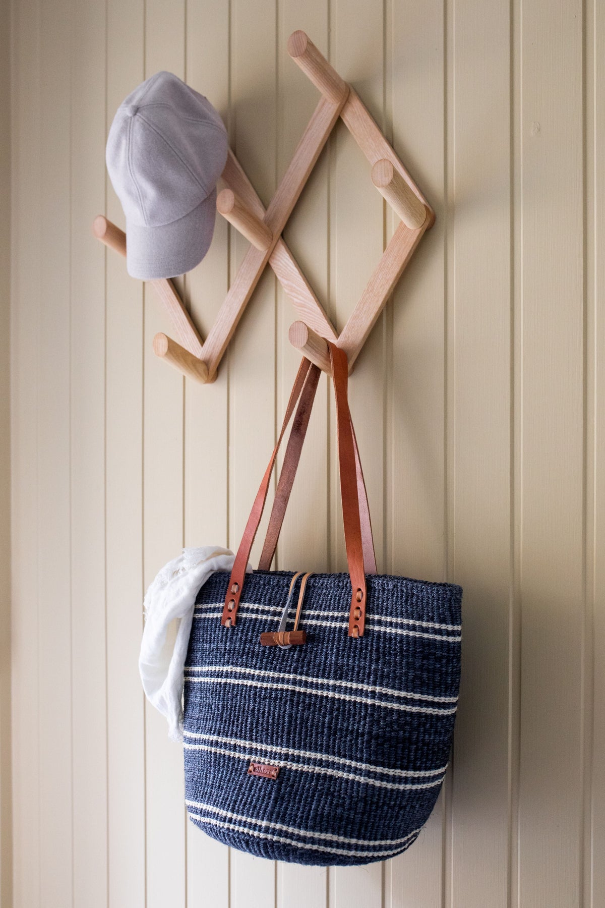 Others Sisal Bag Lg Blue White Striped
