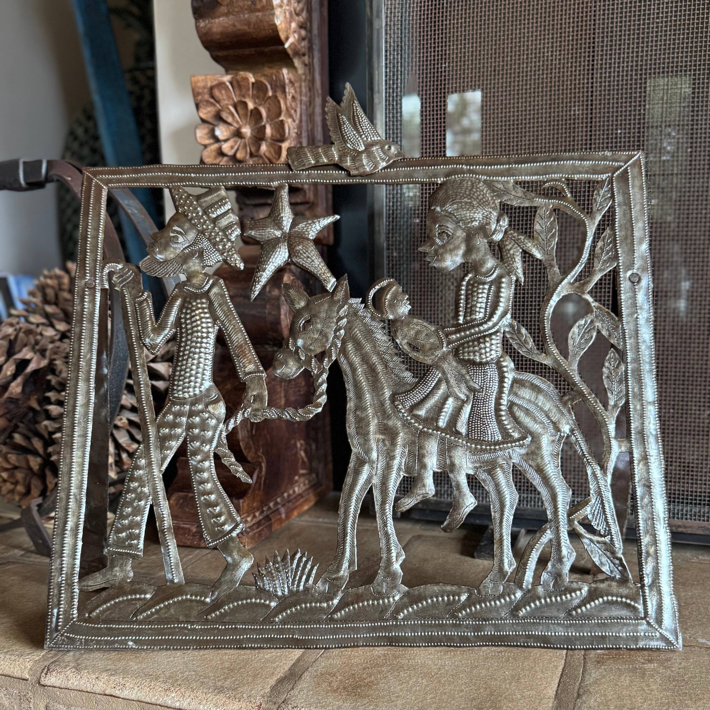 Handmade Haitian Metal Nativity – Flight to Egypt Scene