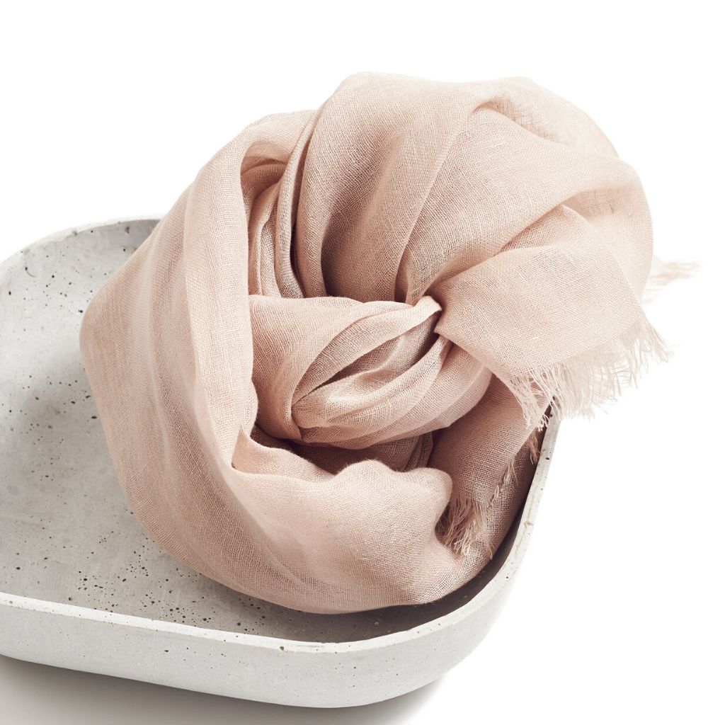 Oat Beige Neutral Hand Woven Soft Linen Silk Scarf