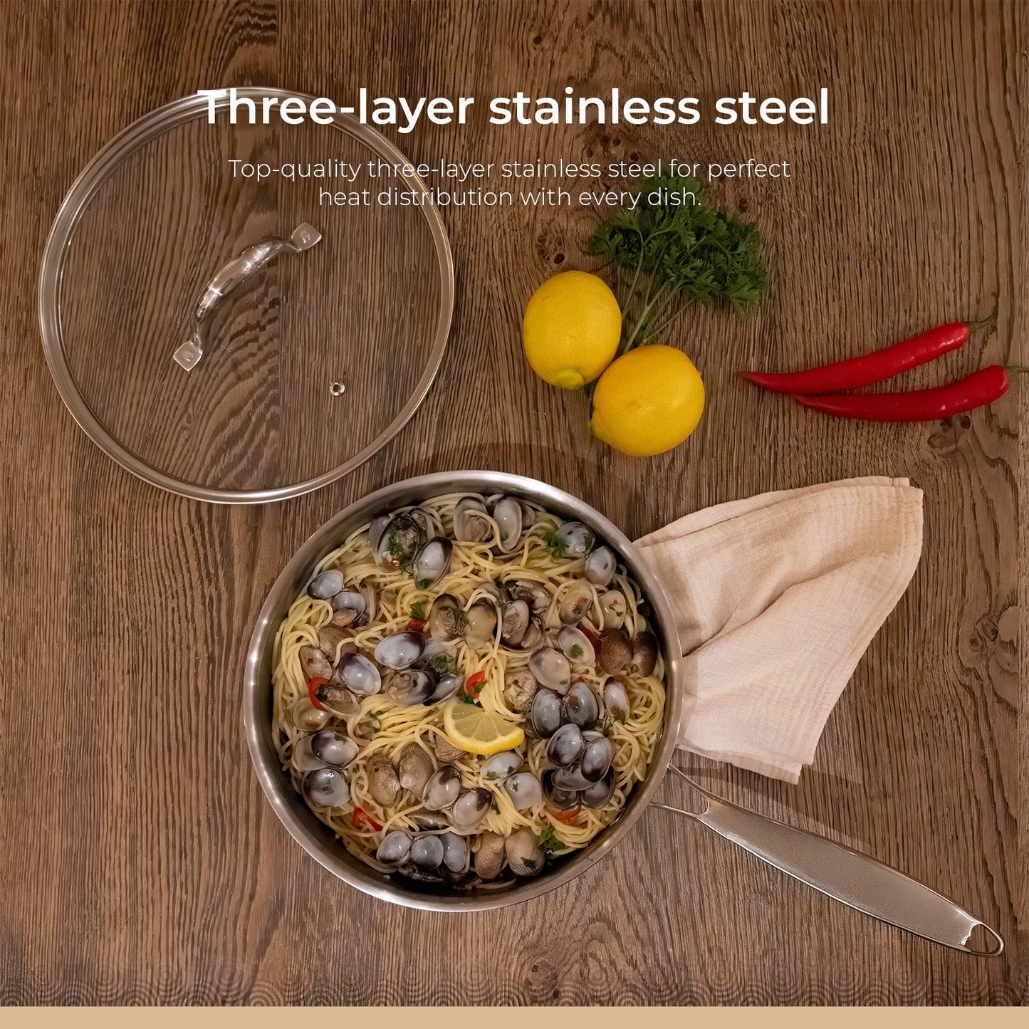 BE | LIVING CIRCLAD Series Sauté Pan with Lid 3 qt / 8.5"/ 24 cm