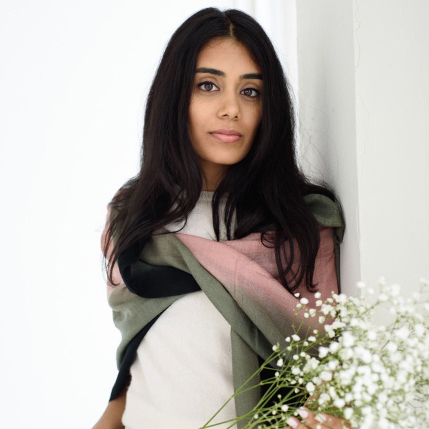 Iris Kiwi Cashmere Merino Handwoven Scarf