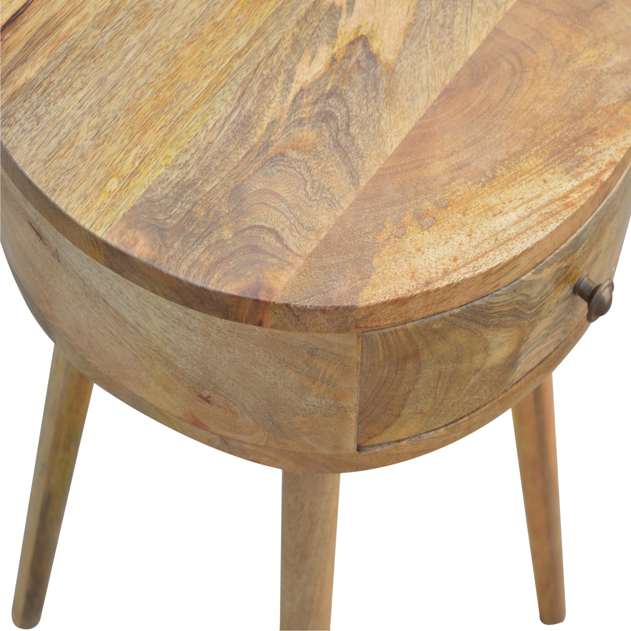 Nordic Circular Shaped Bedside, 1-Drawer, Oak