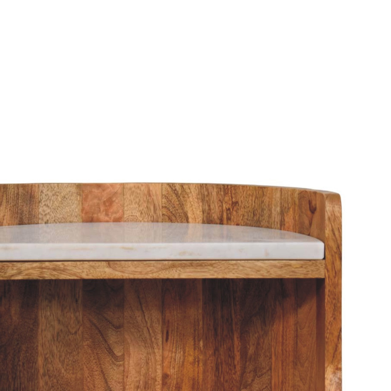 Solid Wood Curved Bedside with Marble Top