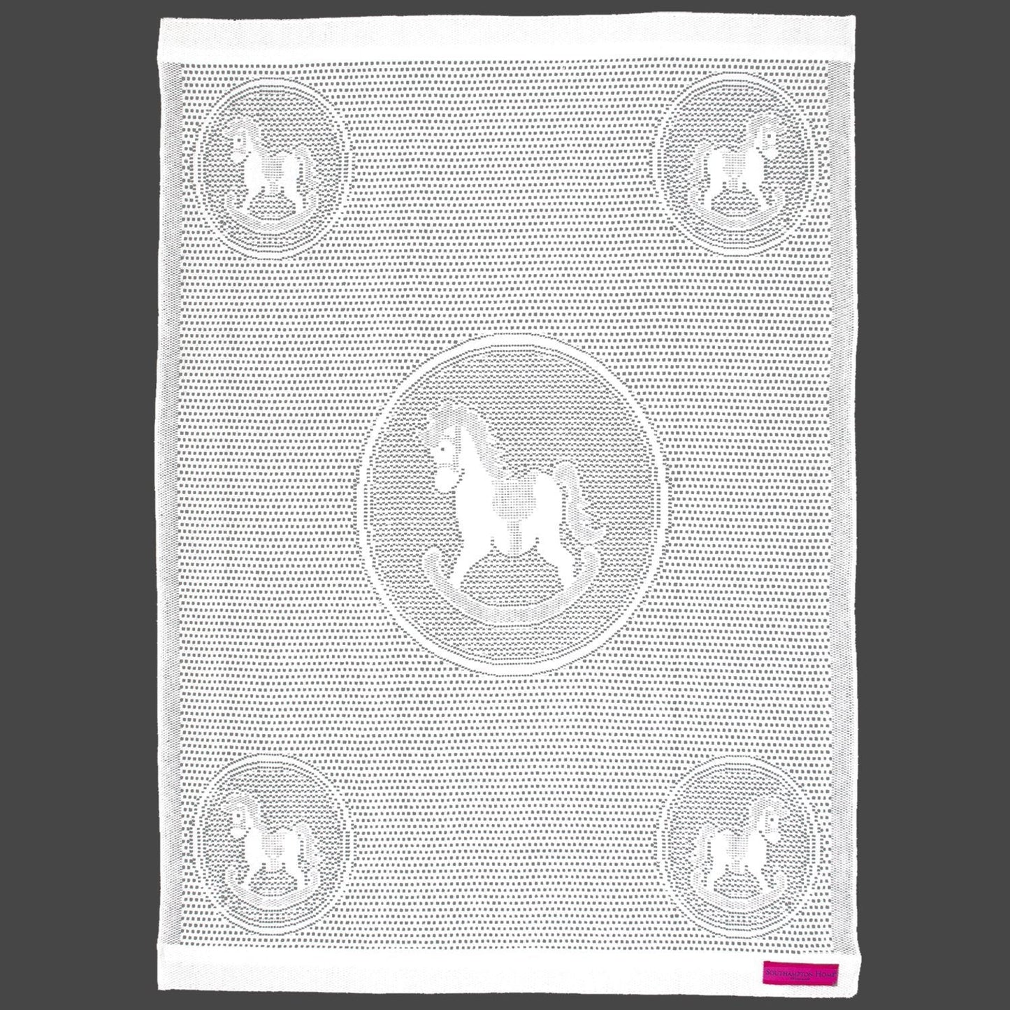 Southampton Home Lace Weave Rocking Horse Baby Blanket - White