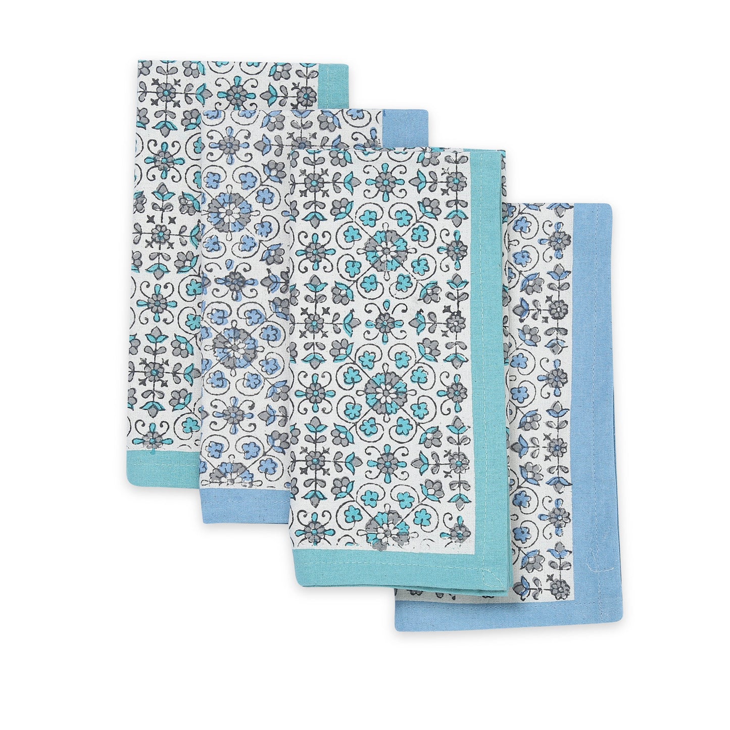 Hand Block Printed Cotton Napkins, Set of 4 | Lily