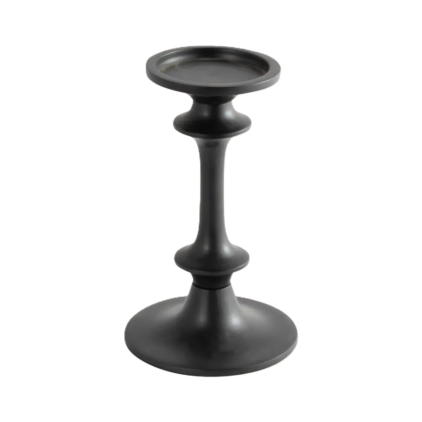 Modern Black Aluminum Candle Holder for Home Decor, 8 Inches