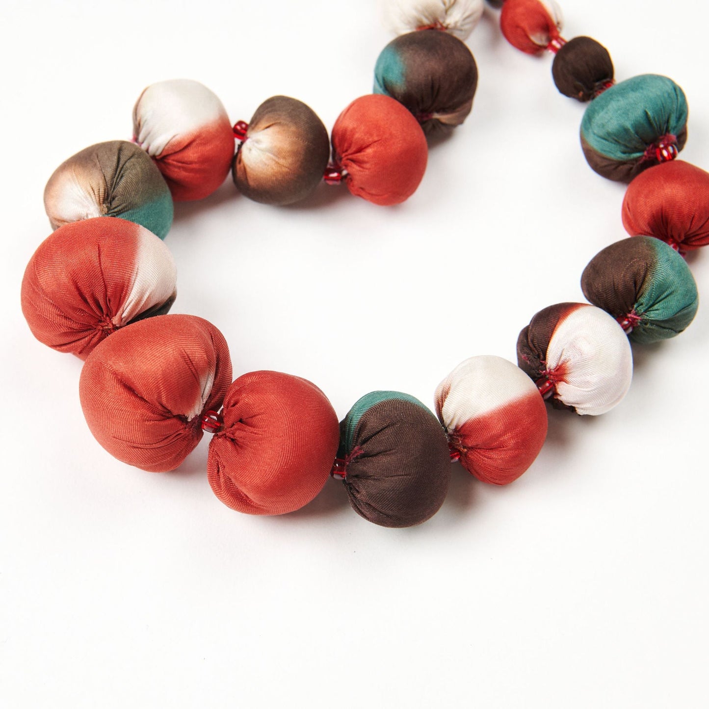 Mihika Red Silk Beaded Necklace Modern Artisanal
