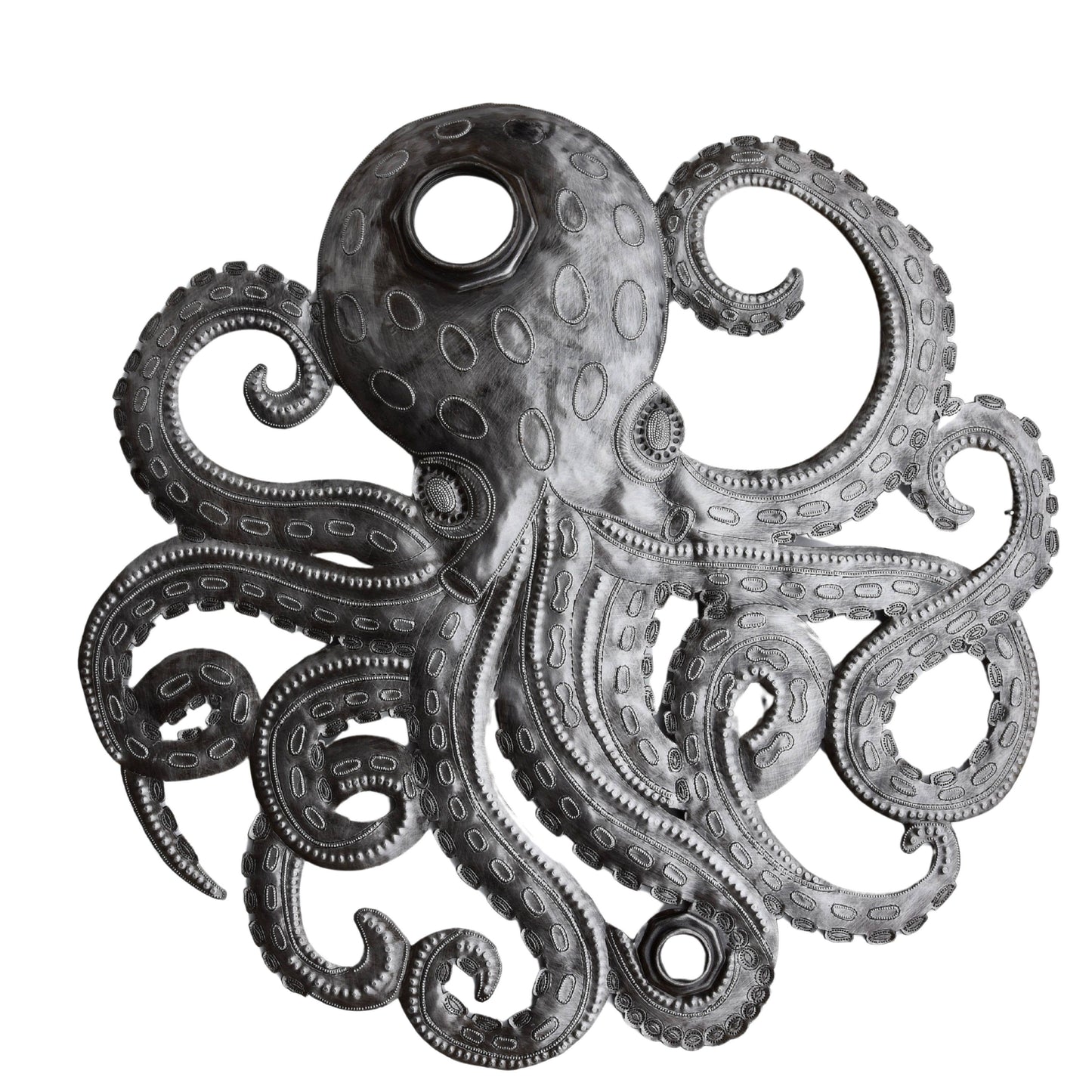 Upcycled Drum Octopus Sea Wall Hanging Art, Nautical Theme