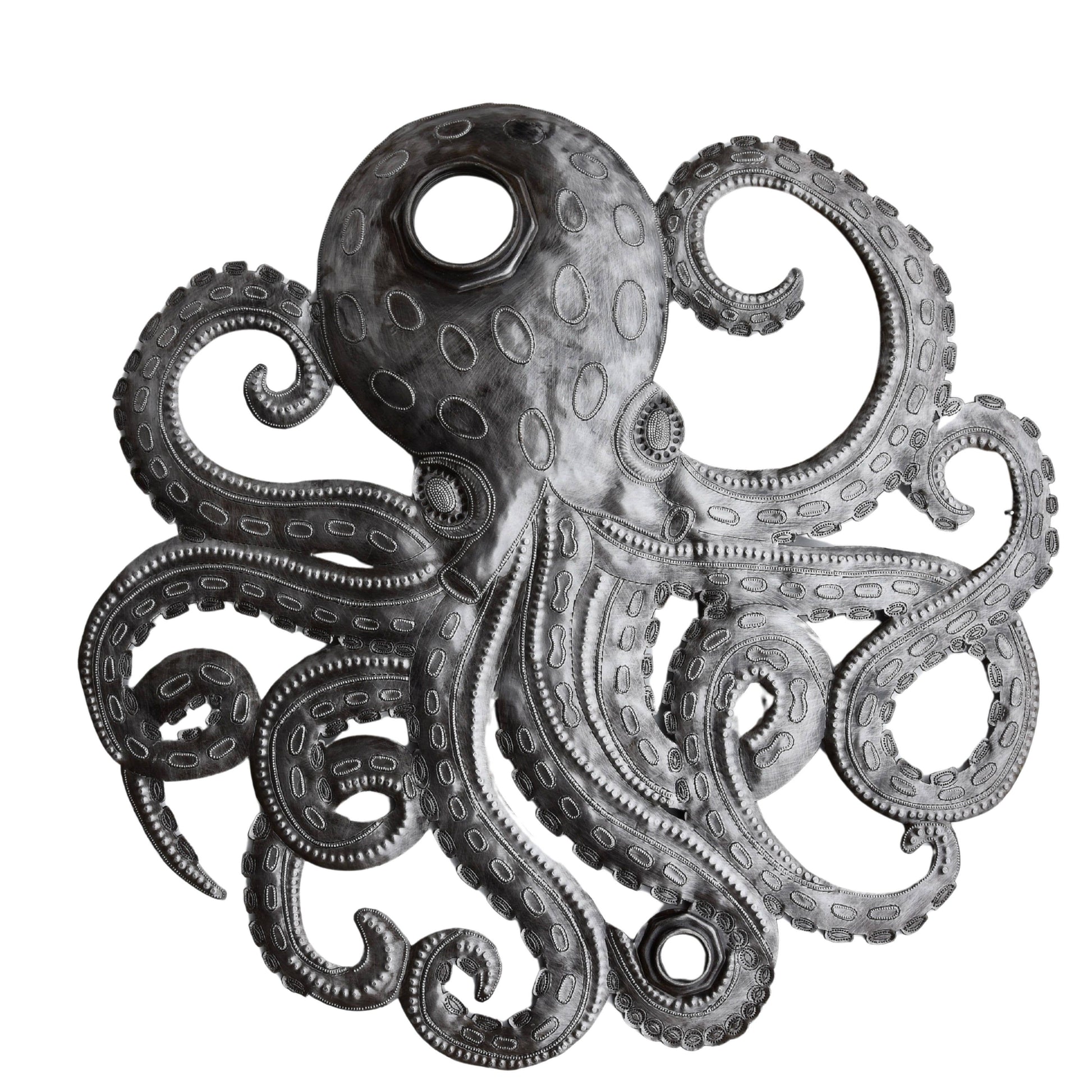 Upcycled Drum Octopus Sea Wall Hanging Art, Nautical Theme