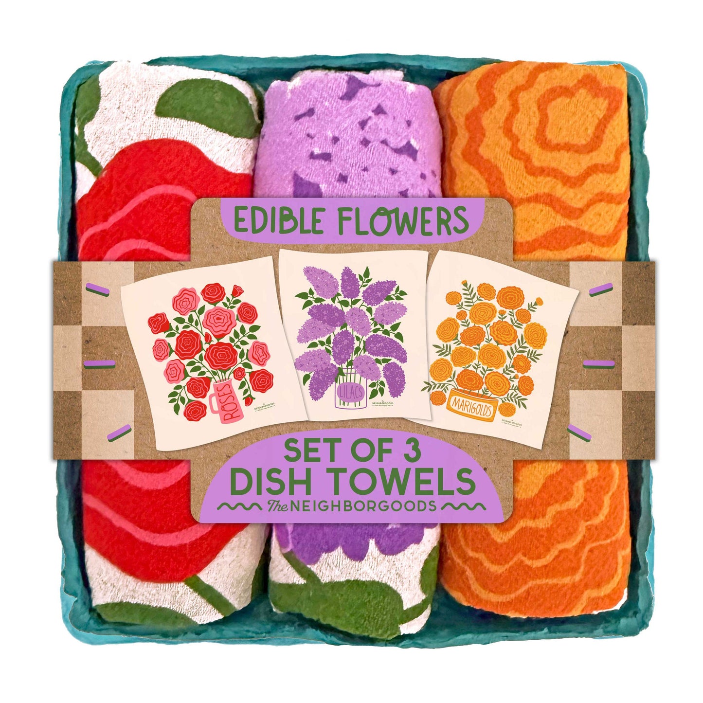 Edible Flowers - Dish Towel Set of 3