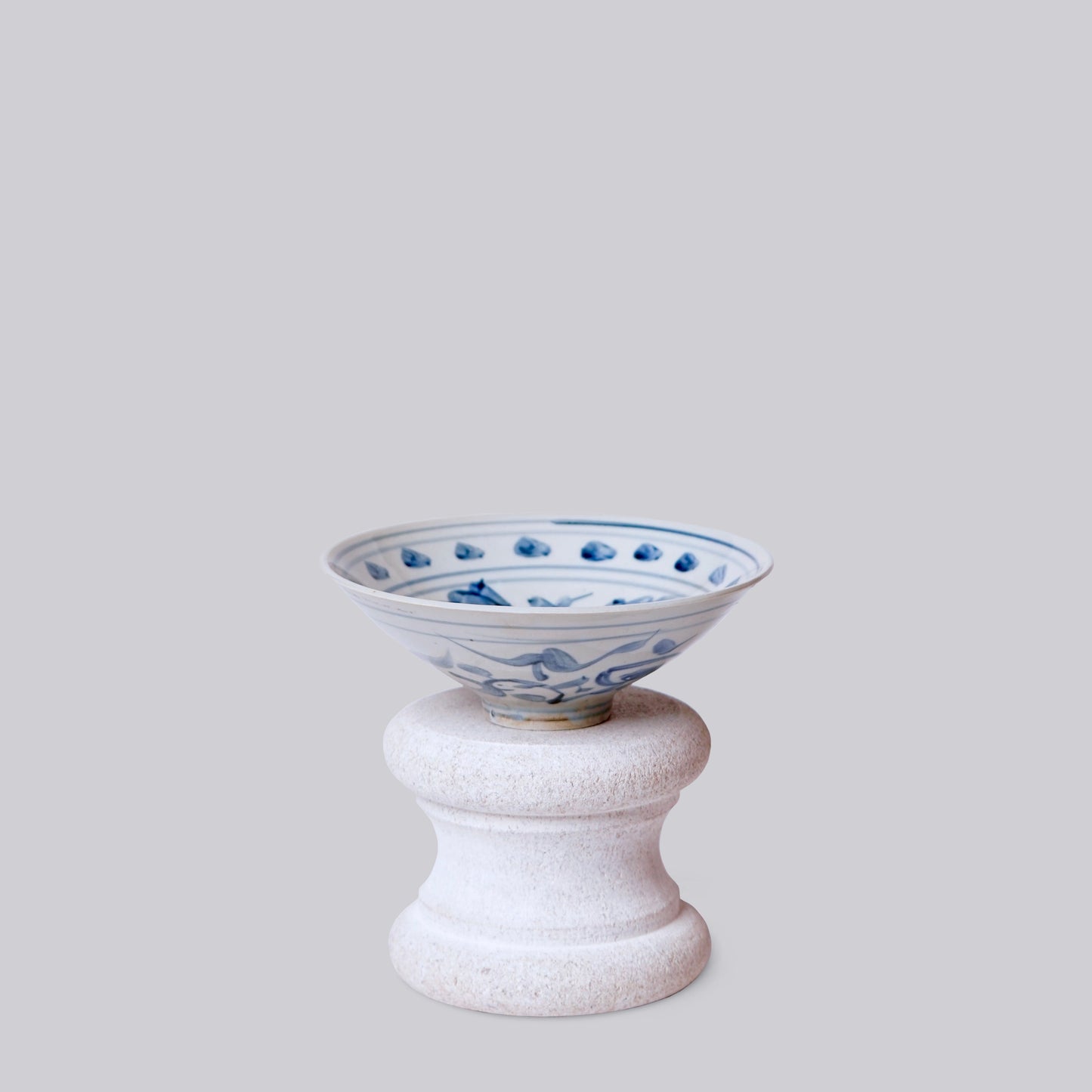 Blue and White Porcelain Peony Conical Bowl