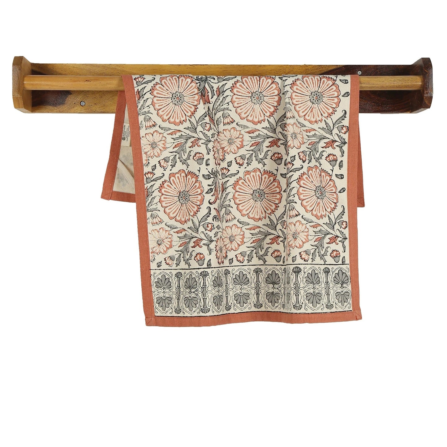 Hand Block Printed Cotton Kitchen Towels | 27″ × 19″ | Set of 2 | Fair Trade | STREAMLINE