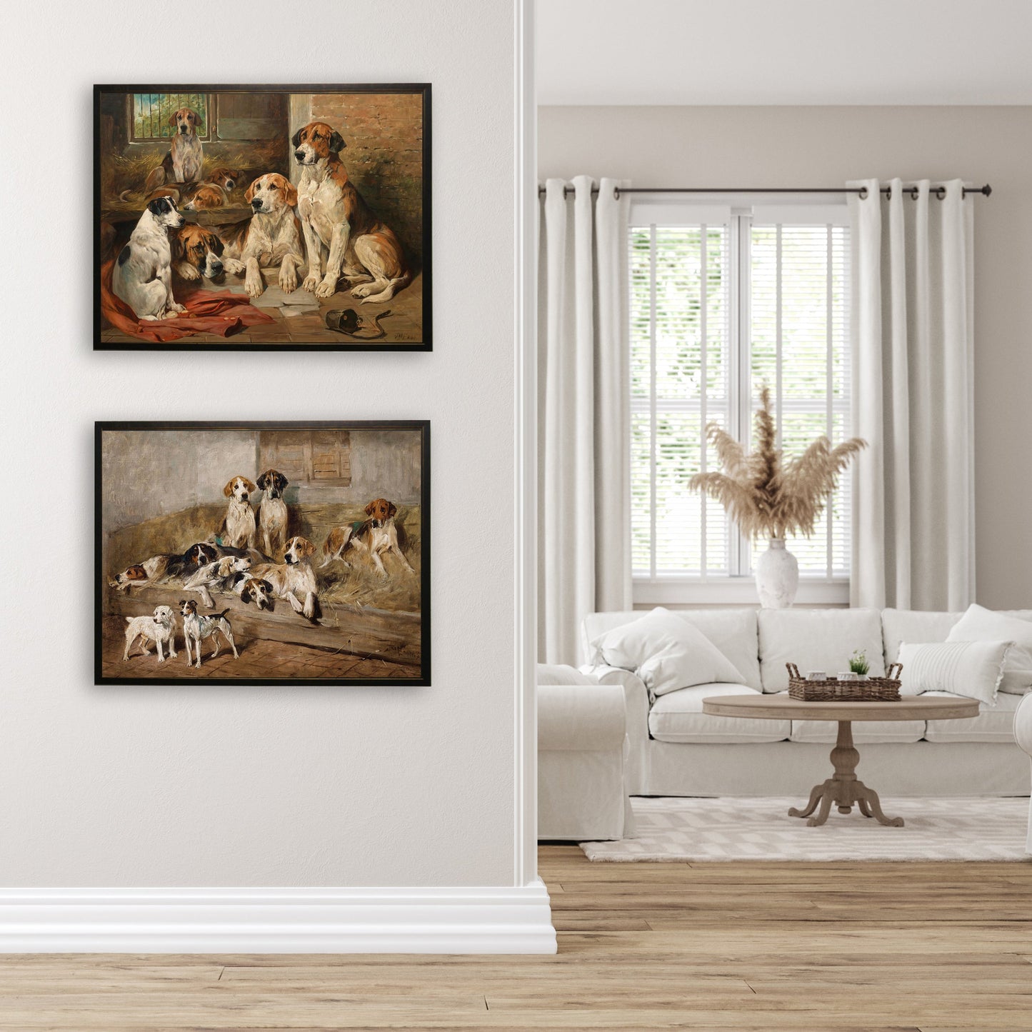 Resting Dogs in Copper and Black Frame