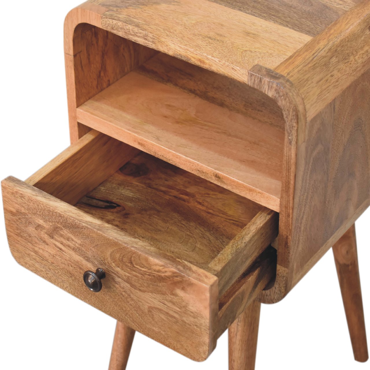 Solid Wood Mini Oak-ish Curve Nightstand