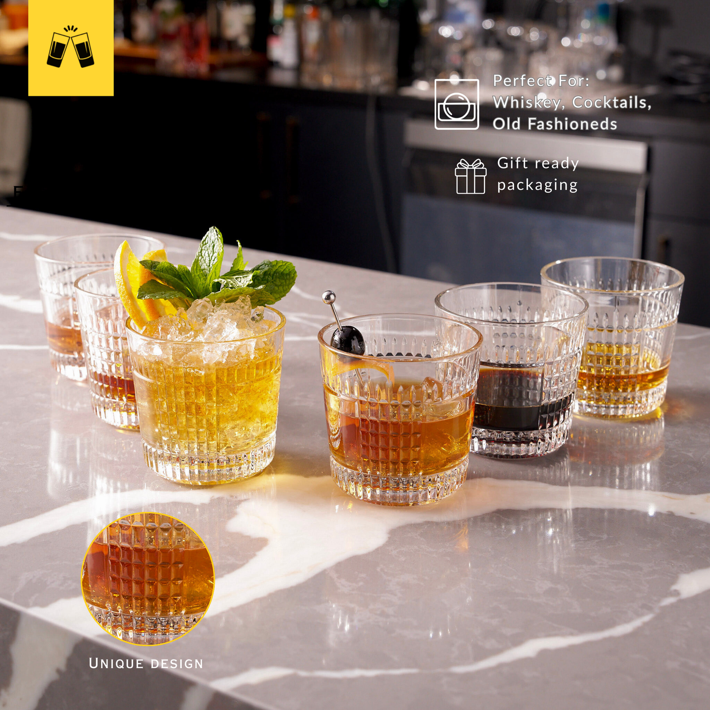 Whiskey Sour Old Fashioned Glasses Tumblers