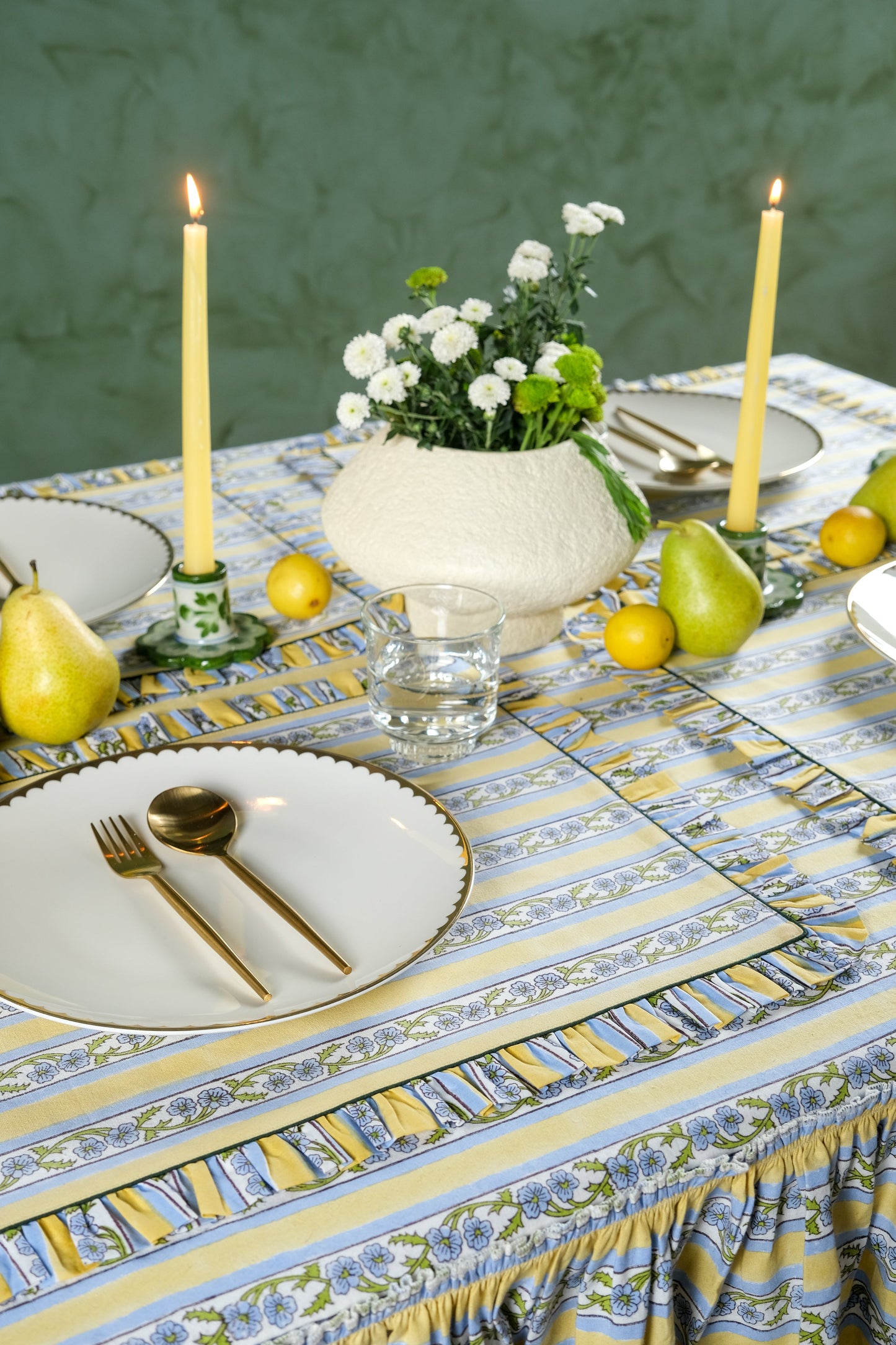 Provence Blockprint Placemat in Butter Yellow