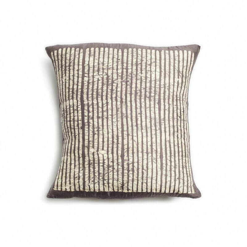 Maple Black Block Printed Stripes Mulberry Silk Pillow Cover