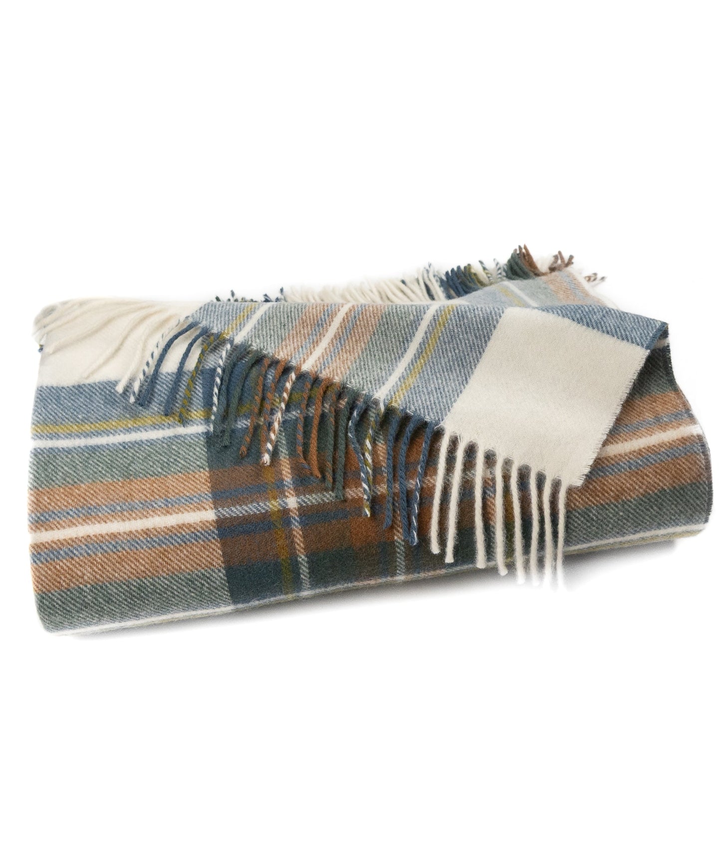 Highland Tartan Tweed Merino Wool Throw - Muted Blue Stewart