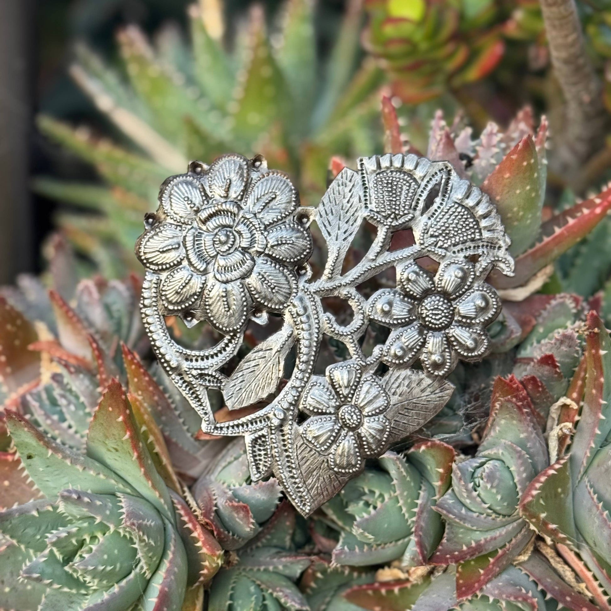 Floral Bloom Heart – Handmade Recycled Metal Heart from Hait