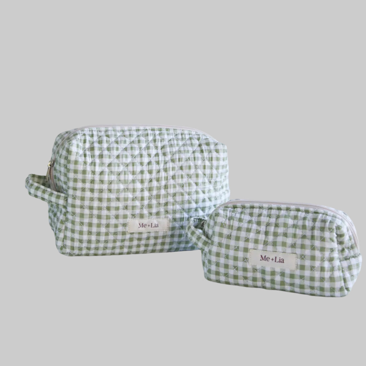 Gingham Matcha Make-up Pouch - Small