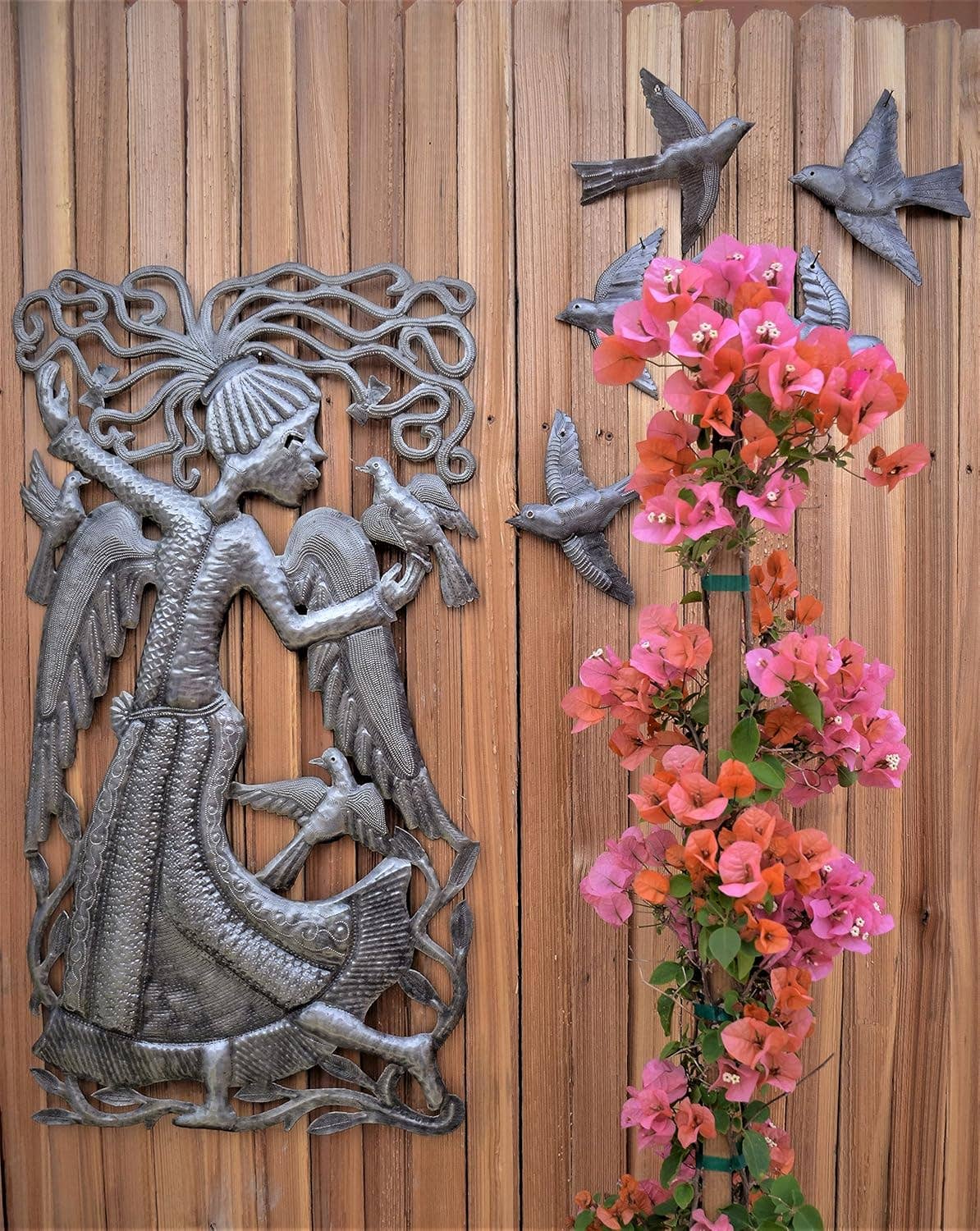 Angel Child with Birds Metal Wall Art by Evenson 32" X 17"