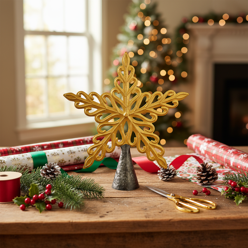 Gold Blooming Star Tree Topper