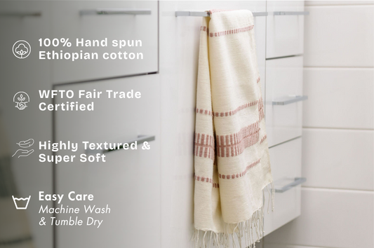 abaya hand towel in blush with key features