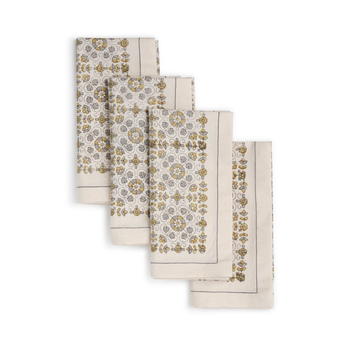 Hand Block Printed Cotton Napkins, Set of 4 | Lily