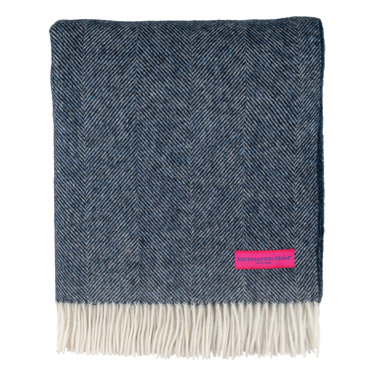 Southampton Home Shetland Lambswool Herringbone Throw – Navy