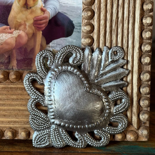 Sacred Heart, Wall Decor,Handmade Metal Haiti 3.25"x3.5"