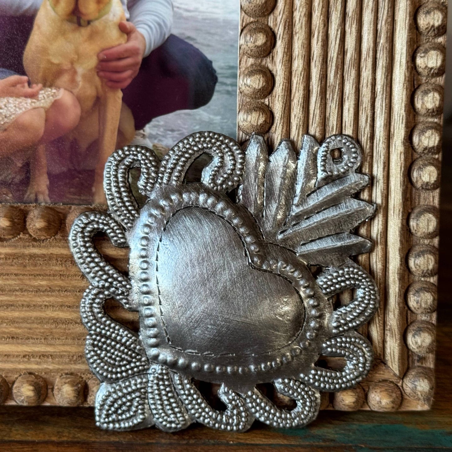 Sacred Heart, Wall Decor,Handmade Metal Haiti 3.25"x3.75"