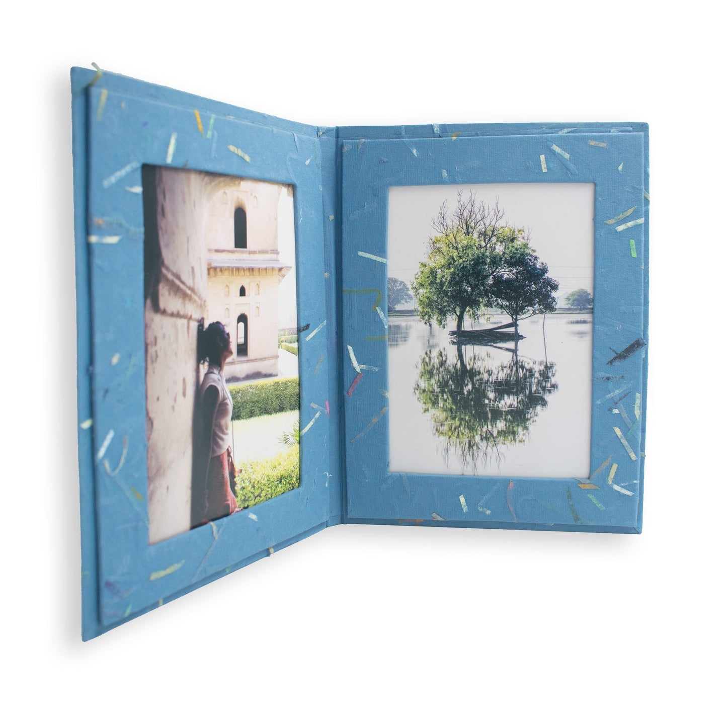Double Photo Frames | Handmade | Upcycled Tree-Free Paper | Fair Trade | Set of 5