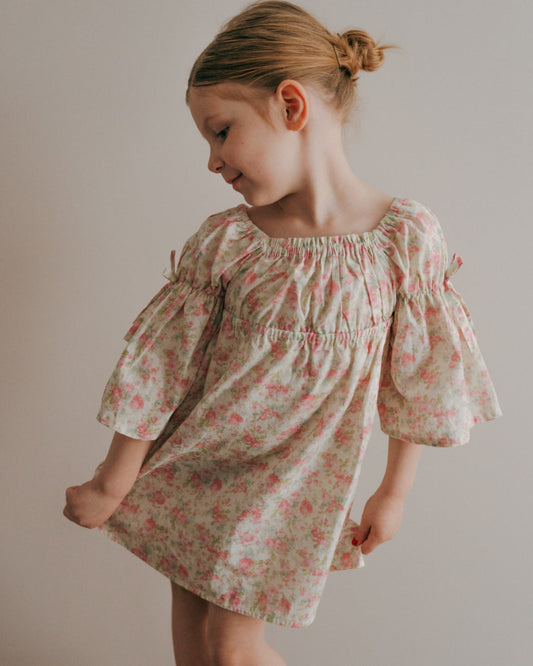 Kennedi Dress-Pink Blossom | Bell Sleeve