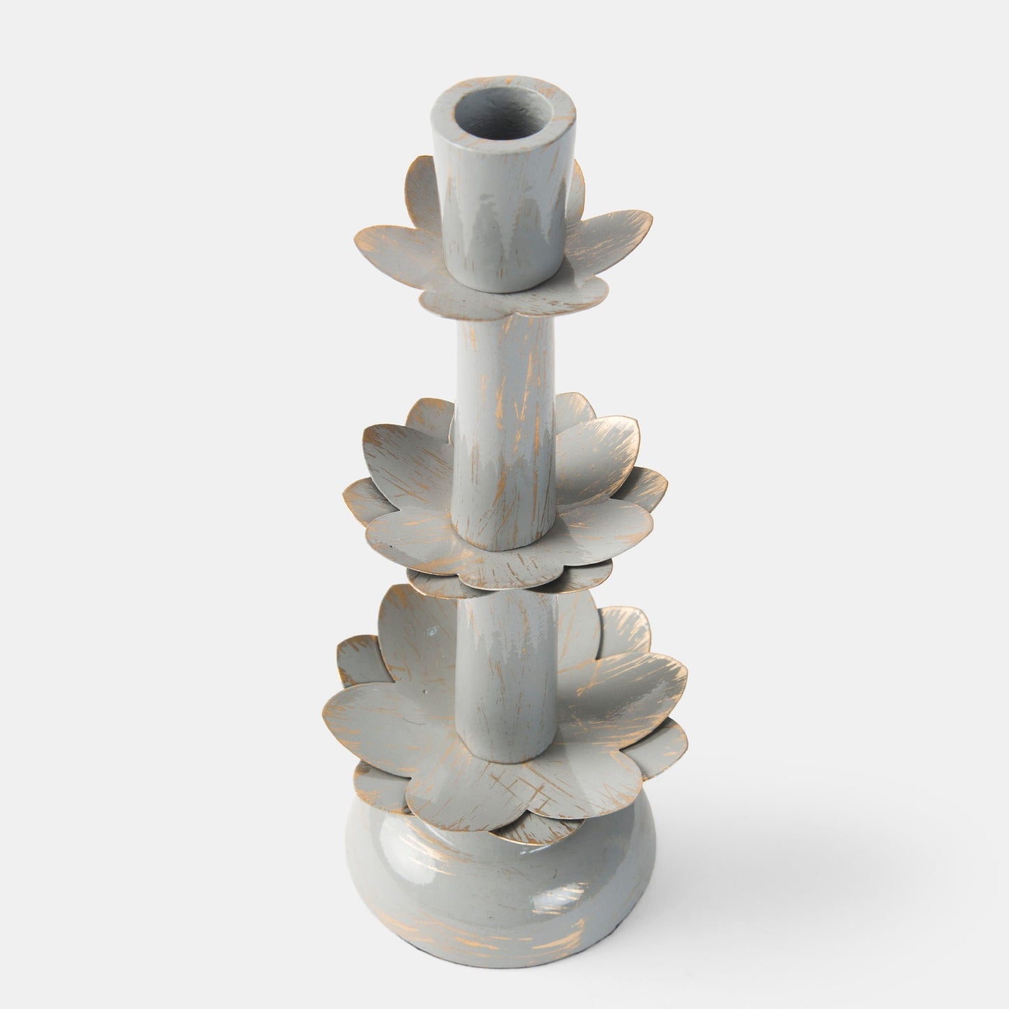 Lotus Bloom Tapered Aluminum Candleholder