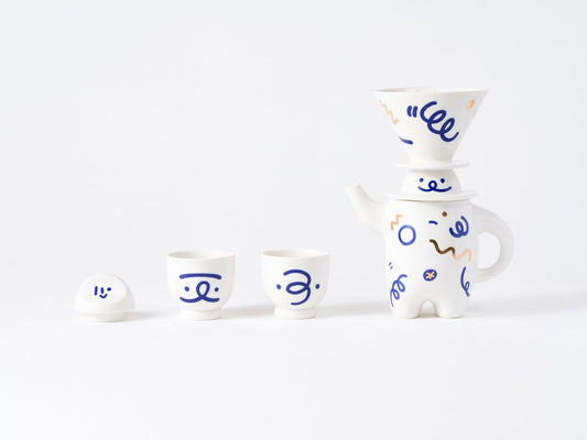 WEKUKU Brew Buddy - Elegant Porcelain Teapot & Coffee Pot (White)