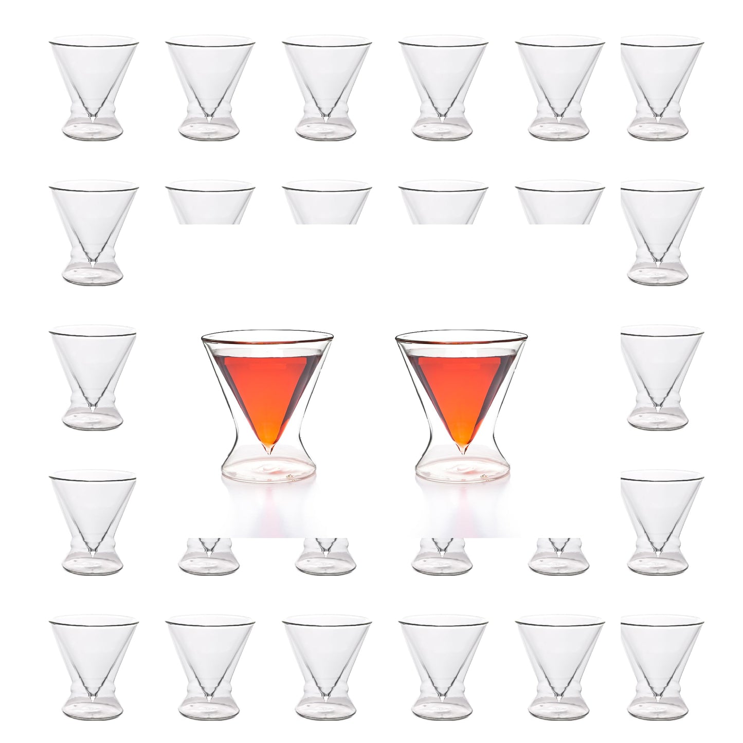 Double-Walled Stemless Martini Glasses - 8oz