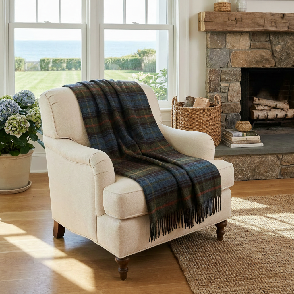 Highland Tweeds Shetland Lambswool Throw - Antique Hunting Stewart
