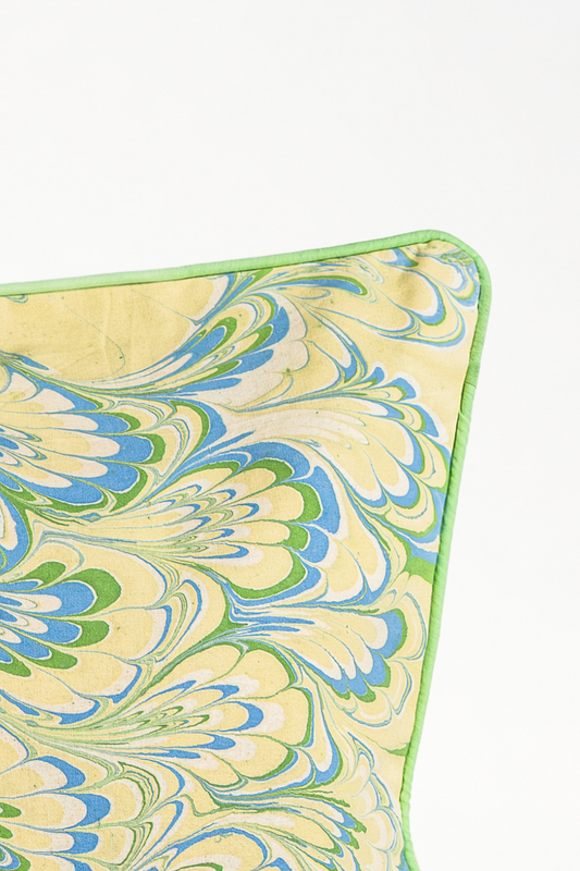 Seaglass Peacock Hand-Marbled Pillow, 14x20