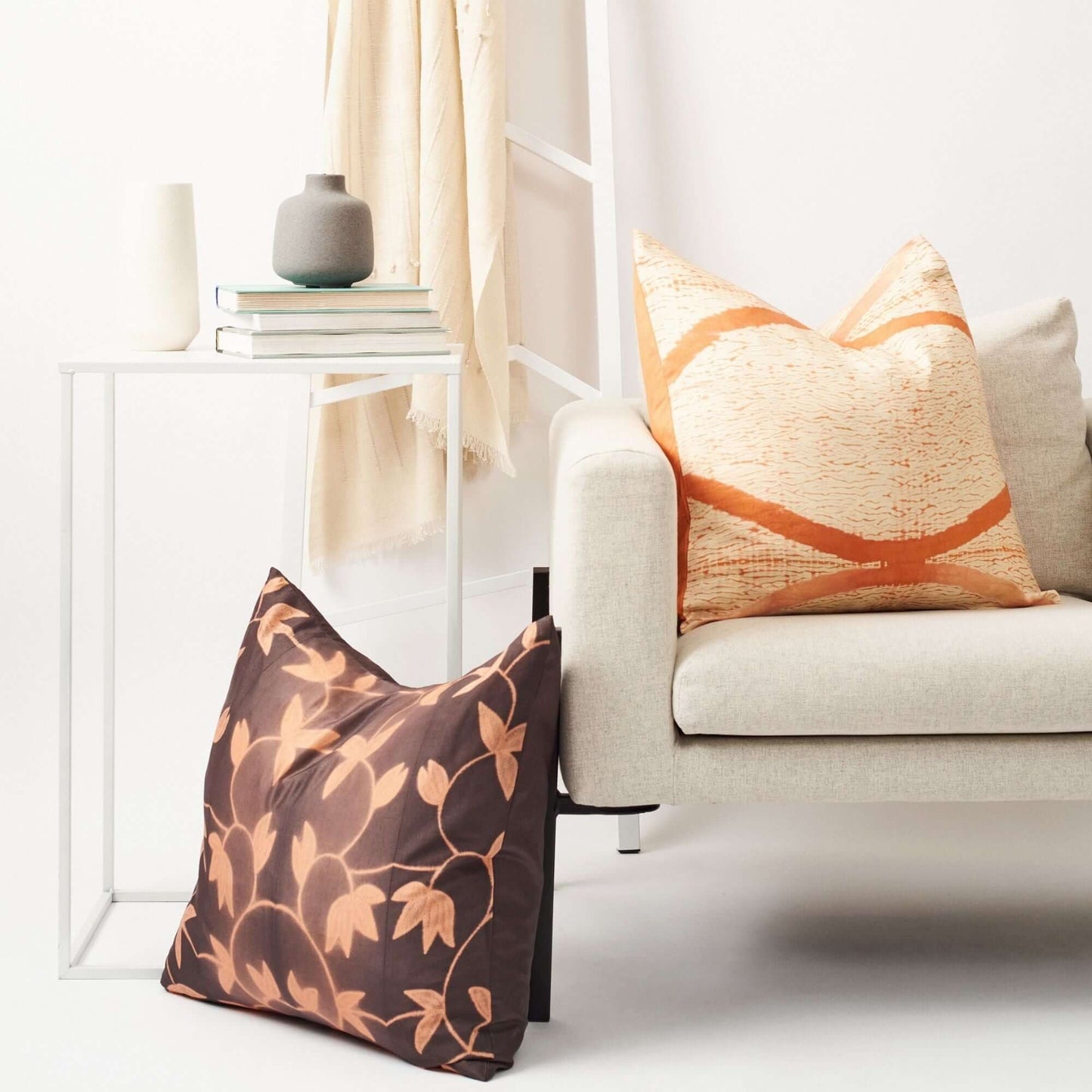 Arc Coral Hand Crafted Shibori Print Mulberry Silk Pillow